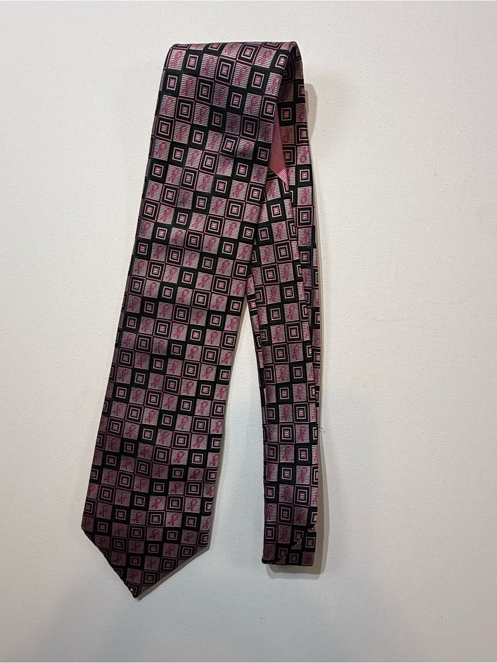 Diane Katzman Real Men Wear Pink Silk Breast Cancer Ribbon Necktie